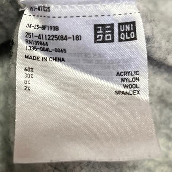 Uniqlo Gray Wool Ribbed Knit Mock Neck Long Sleeve Pullover Sweater Top Size M - Picture 3 of 3